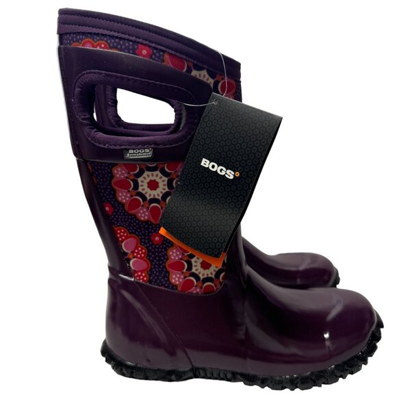 Bogs North Hampton Kaleidoscope Girls 13 Purple Rubber Waterproof Rain Boots - Picture 1 of 16